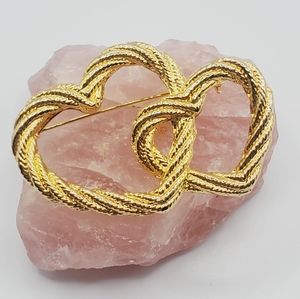 Vintage art deco double heart rope gold 80's excellent condition ❤️